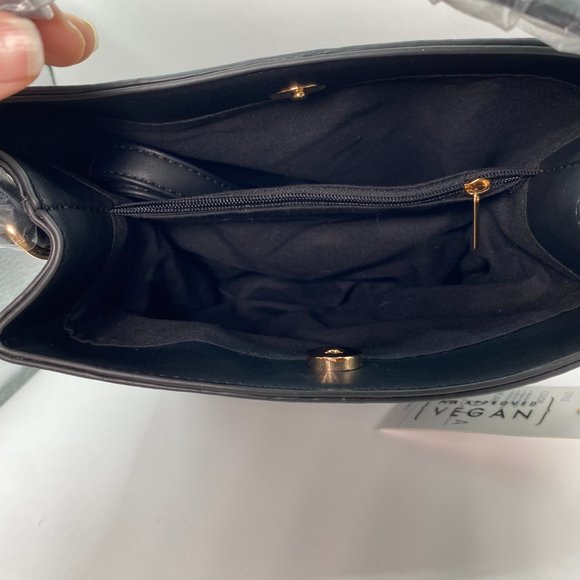 NWT AOTA Black Vegan Crocodile Handbag/Crossbody Purse - Picture 12 of 13